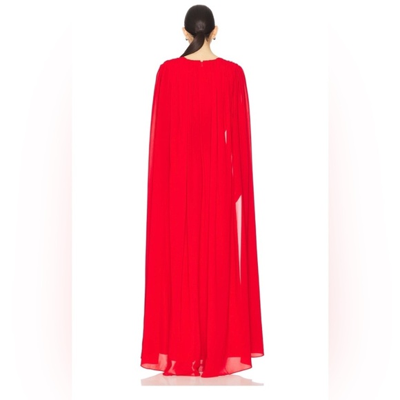 Alice + Olivia Zenaida Cape-effect de chine Bright Ruby Dress- NWT SIZE 12 - Picture 3 of 10